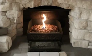 cesta de fuego dentro de chimeneas